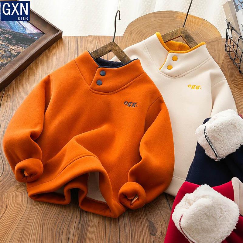 男童加绒加厚卫衣大童保暖打底衫