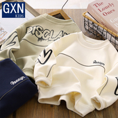 儿童宽松加绒卫衣中大童酷帅上衣 新款 男童春秋圆领打底衫 2026秋装