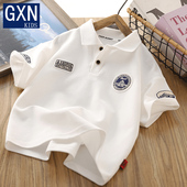 休闲半袖 男童短袖 上衣 潮酷刺绣翻领POLO衫 中大童薄款 T恤夏季 新款