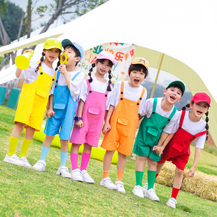 演出服套装 背带裤 日子舞蹈服我是一颗跳跳糖幼儿园彩色短袖 灿烂