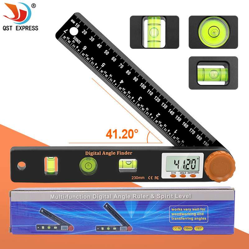 4in1橙色头数显角度尺水平尺水准仪木工角度尺多用途数显量具