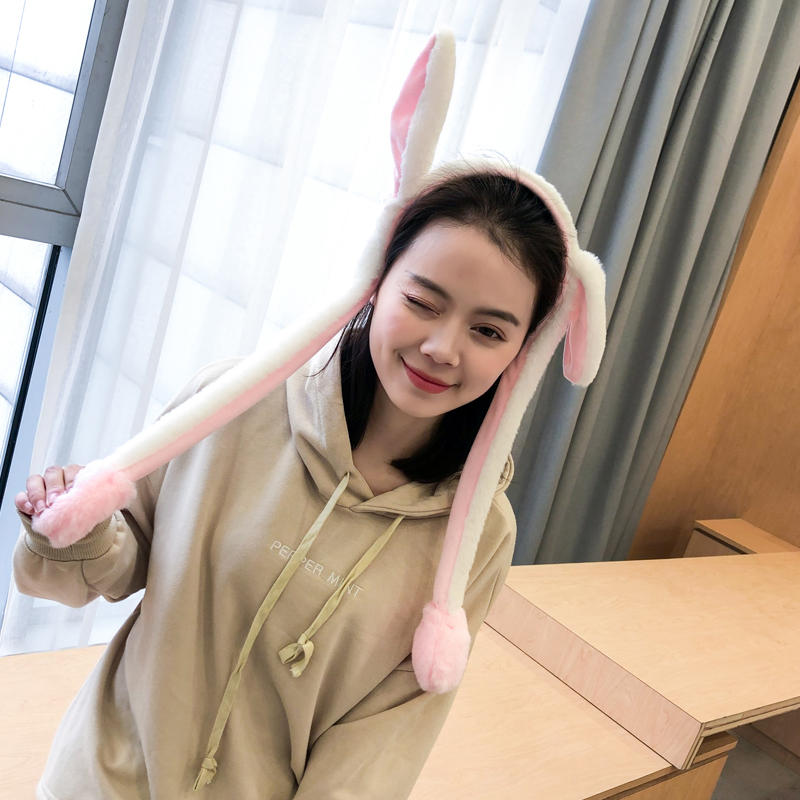 会动兔耳朵发箍卖萌发饰毛绒