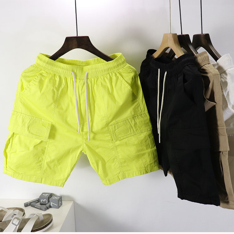 日系工装短裤男夏季松紧潮牌宽松直筒休闲中裤潮流百搭五分沙滩裤