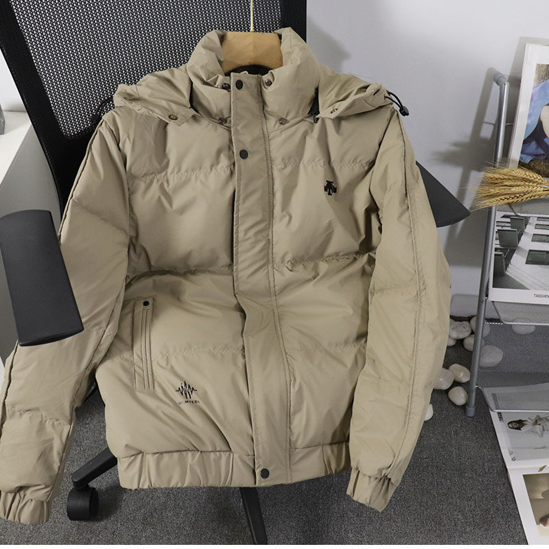 新品男士冬装羽绒服潮流简约百搭连帽保暖外套夹克白鸭绒上衣