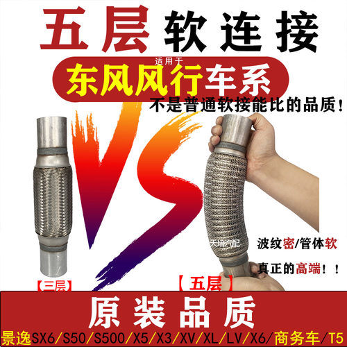 东风风行SX6 S500 S50T5排气管软连接景逸X3X5 S50消音器软节五层