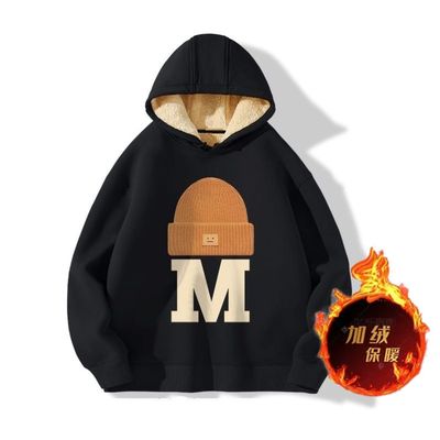 胖子大码套头卫衣男连帽加绒加厚