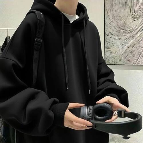 薄/厚 秋冬连帽卫衣潮流oversize宽松胖子外套百搭上衣纯色不起球