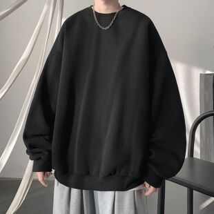 薄/厚 秋冬纯色简约大码港风卫衣学生内搭校服胖子宽松外套不起球