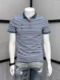 条纹刺绣短袖 t恤男韩版 潮流男士 2023夏季 半袖 翻领POLO衫 修身 新款