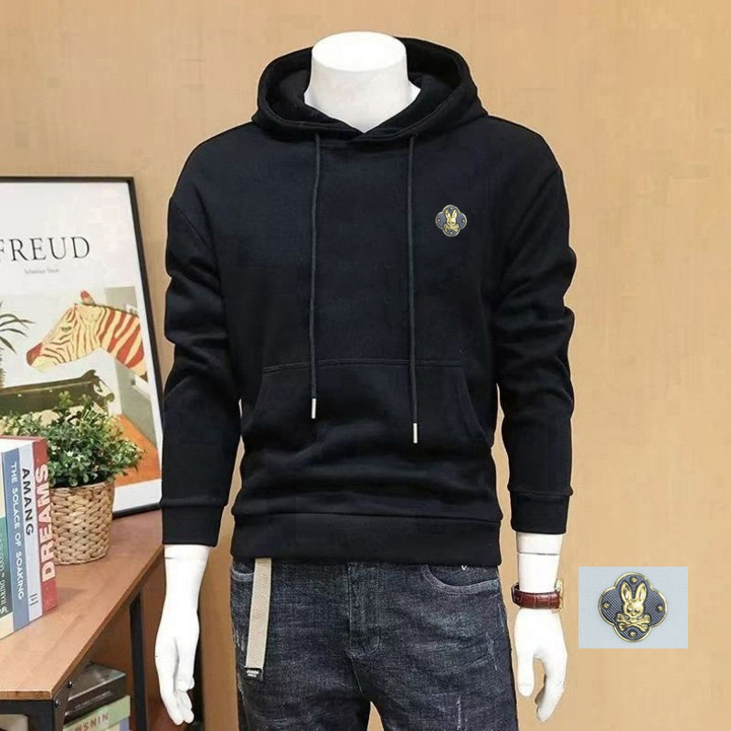 黑色连帽卫衣男春秋季潮流时尚简约百搭休闲上衣青年修身加绒帽衫