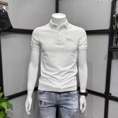 2025新款 短袖 夏季 潮流修身 男士 刺绣高端潮牌纯色翻领t恤衫 POLO衫