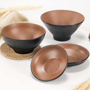 韩式密胺面碗喇叭阔口碗商用火锅双色餐具塑料汤碗粥碗兰州拉面碗