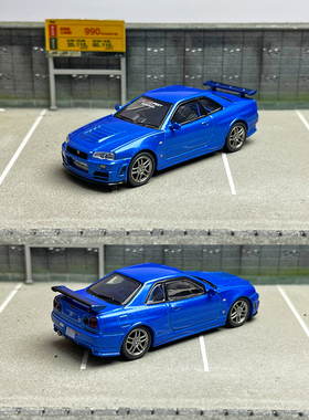 Tarmac Works 1：64 Nismo R34 GT-R Z-tune FuelFest 蓝色