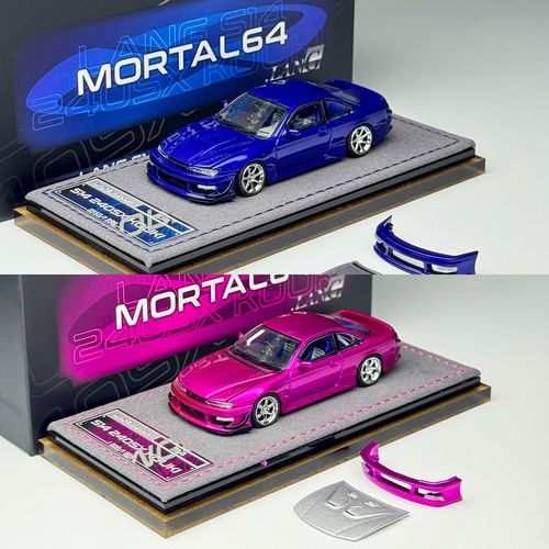 MORTAL 1:64 日产S14 Silvia  午夜蓝/电光粉 合金汽车模型