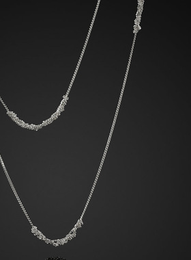 以色列小众设计感项链925纯银链条编织波光粼粼独特感毛衣链长款
