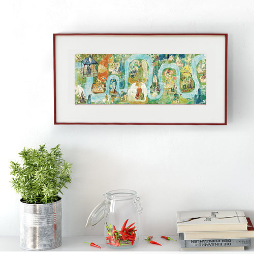 木兰辞拼图300片实木相框 落神赋512片 520片兰亭序 拼图装裱定制