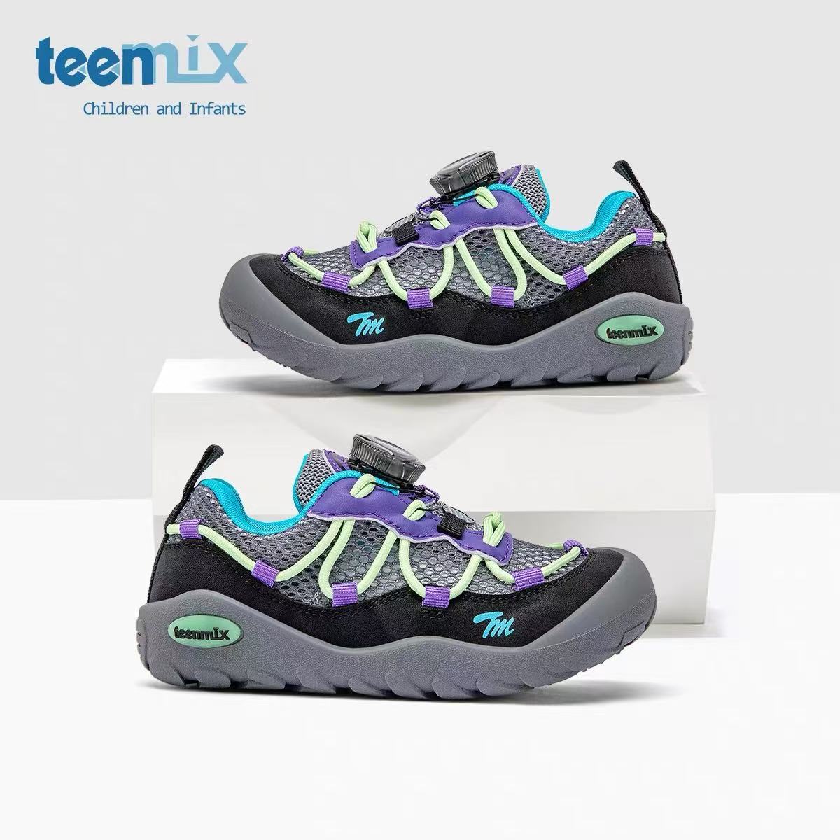 天美意儿童运动鞋2025夏季新款男女童旋转纽扣中大童户外登山鞋潮