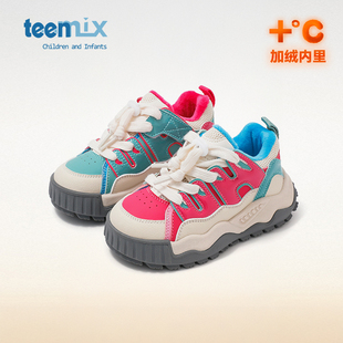 2025年春季新款儿童鸳鸯AB版加绒休闲鞋韩版鞋天美意女童运动鞋男