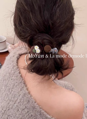 ins针织南瓜蝴蝶结设计头绳可爱扎丸子头发绳时尚扎马尾发圈皮套