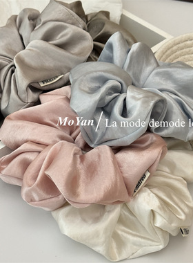 韩版高级感奶油色光泽感缎面大肠发圈优雅发绳气质纯色头花头绳女