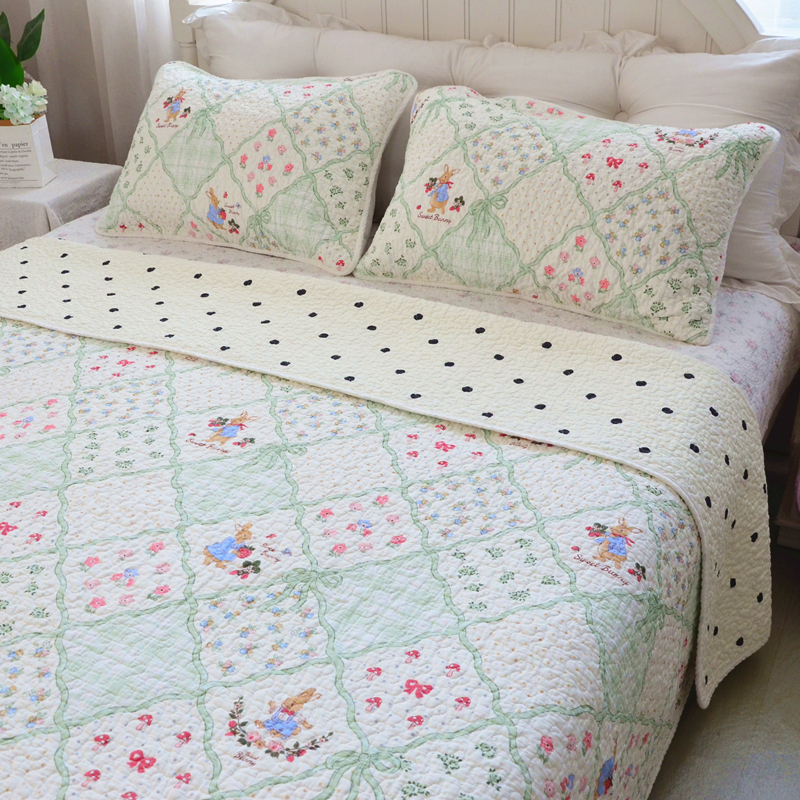 双面纯棉床盖单件四季通用绗缝被