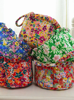 外贸韩国纯棉布艺收纳篮田园玩具内衣整理收纳筐杂志框Flowering