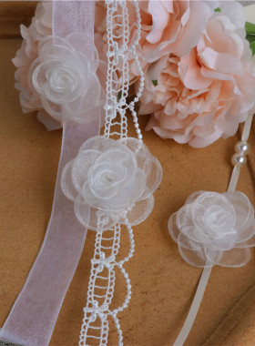 甜美花朵项圈颈带纯白色遮疤痕女