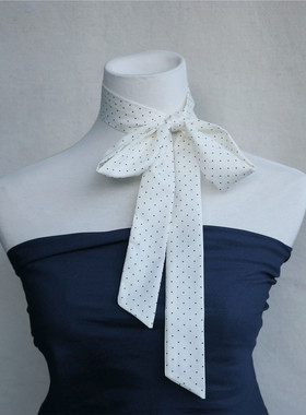 时髦复古小波点丝带choker遮颈纹