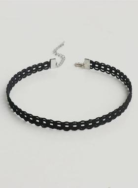 显脖细黑色简约choker镂空蕾丝女