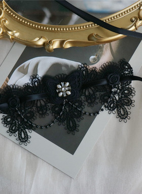 小众设计哥特风手链手环复古洛丽塔暗黑宽边遮疤痕腕带手作手链女