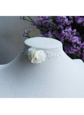 项链立体花朵星星蕾丝女纯白