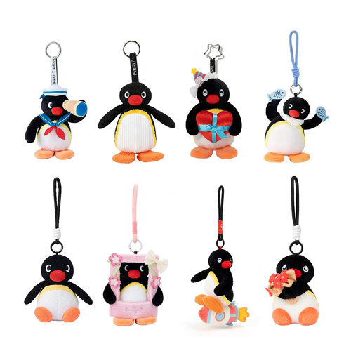 优迈正版企鹅pingu坐姿系列毛绒玩偶pinga公仔玩偶背包挂件钥匙扣
