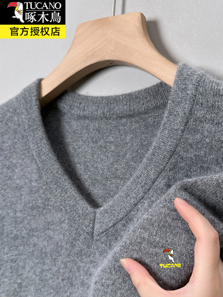 딱따구리 겨울 두꺼운 남성 브이넥 스웨터 가디건 남성 100 순수 울 스웨터 캐시미어 바닥 탑