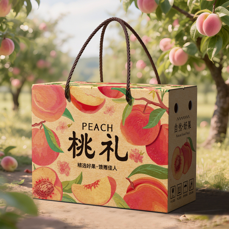 桃子包装盒水蜜桃炎陵黄桃水果包装纸箱礼盒空盒5-10斤礼品盒定制