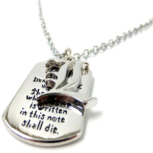 动漫周边 死亡笔记项链双牌吊坠 L标志钥匙扣 钥匙挂件【包邮】