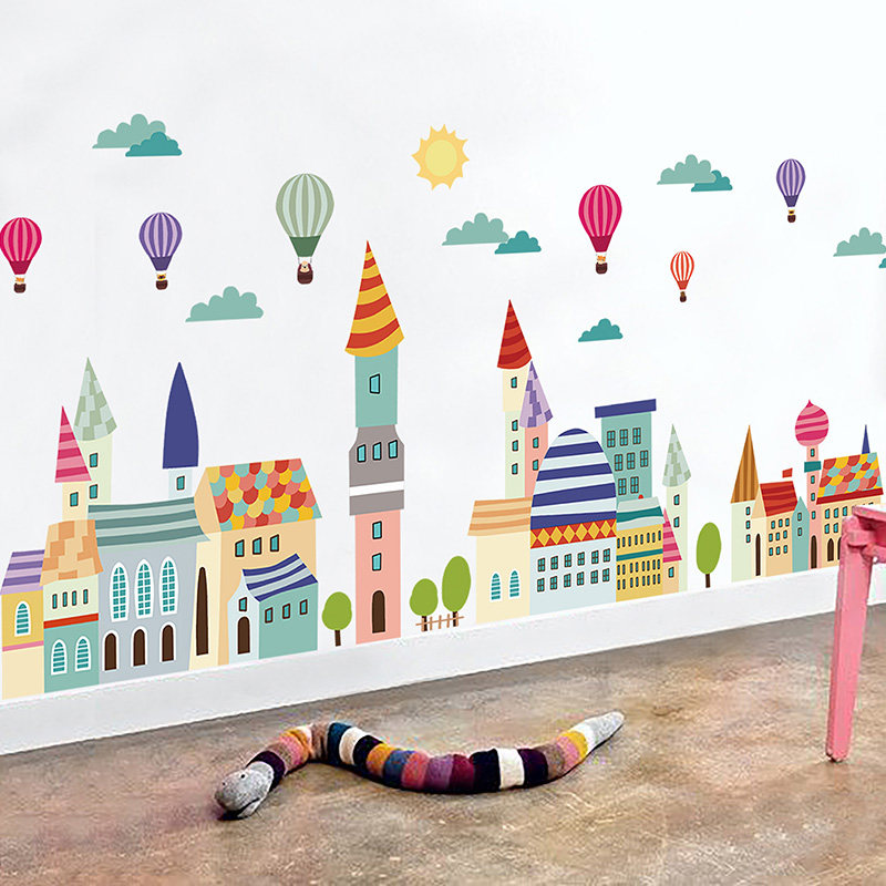 创意幼儿园墙面装饰卡通房屋踢脚线墙纸自粘贴画儿童卧室墙贴纸