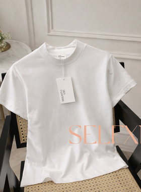 2026春夏新款简约百搭时尚圆领纯色正肩小立领短袖T恤显瘦女上衣