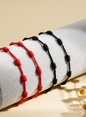 本命年热卖红绳七结幸运手链秘鲁结手工编织可调节情侣手绳
