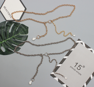 夏天配裙子腰带配饰珍珠连衣裙吊坠腰链女士夏季装饰2021优雅百搭