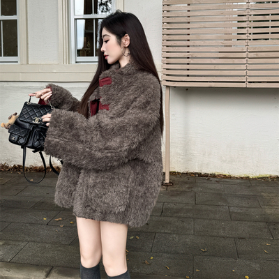 两穿羊羔毛中长款加厚毛毛外套