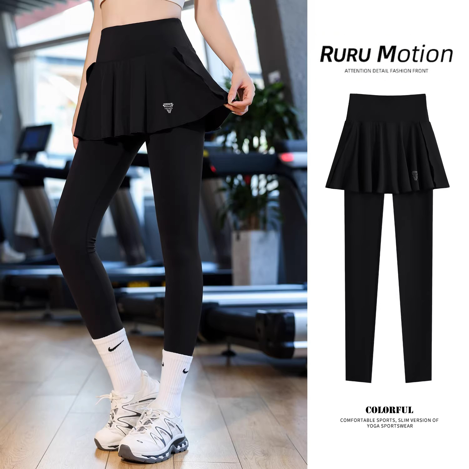 假两件瑜伽裤女高腰提臀健身跑步专业运动后口袋外穿骑行长裤透气,运动服/休闲服装,健身裤,淘宝优惠券,粉丝福利购,淘宝优惠卷