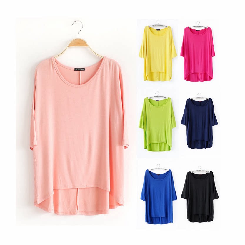 宽松莫代尔蝙蝠衫中袖T恤形体现代舞上衣舞蹈练功服装成人训练女