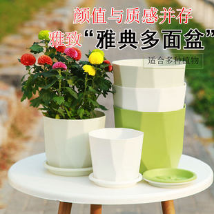 加厚简约现代北欧创意盆塑料花盆园艺小盆栽圆形加厚大号雅典花盆