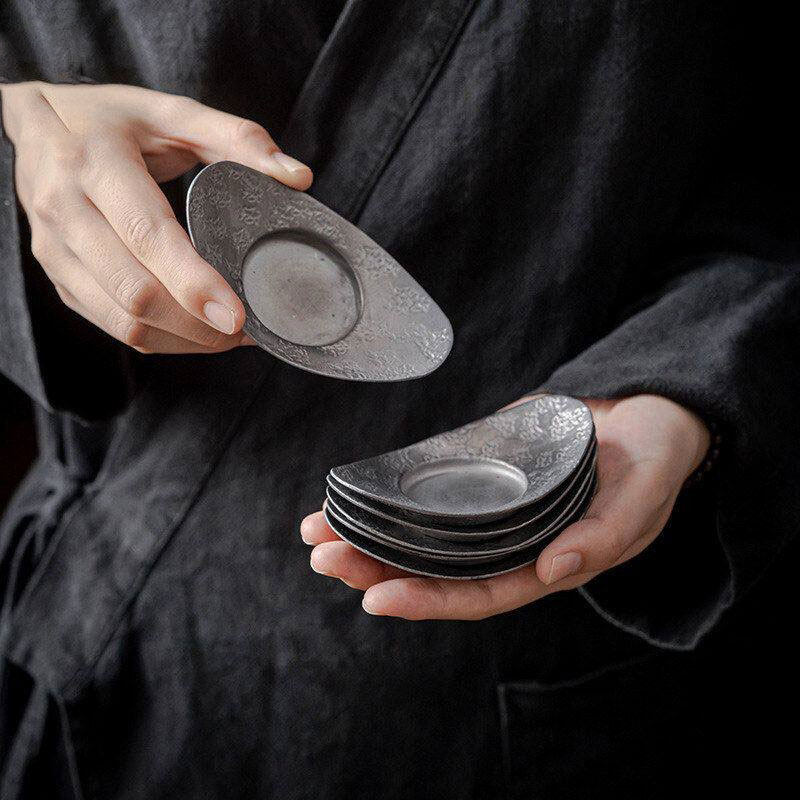 新品 古锡杯垫茶具配件元宝茶托防烫防滑手工复古做旧茶杯垫