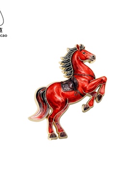 2026新年春节马年生肖马金属徽章胸针本命年胸章飞马胸花衣服饰品