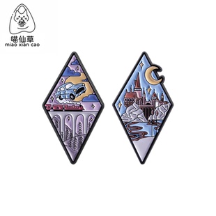 魔法学院趣味欧美风金属徽章胸针pin配饰城堡星空胸章衣服装 饰品