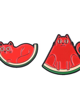 夏日清新西瓜猫咪金属徽章胸针