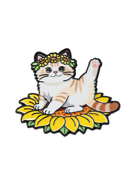 花卉猫咪金属徽章胸针饰品