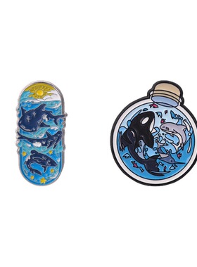 蓝色海洋环保金属鲸鱼鲨鱼胸针