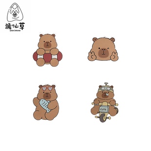 饰品 亚克力卡皮巴拉徽章胸针别针配饰卡通可爱水豚DIY衣服包包装